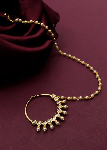 Buy Wedding Gold Plain Pearl Nose Ring Chain Hoop/Indian Bridal Nose Nath/ Pierced Delicate Nose Ring/Nose Hoop/Bollywood American Hoop Online at  desertcartSri Lanka